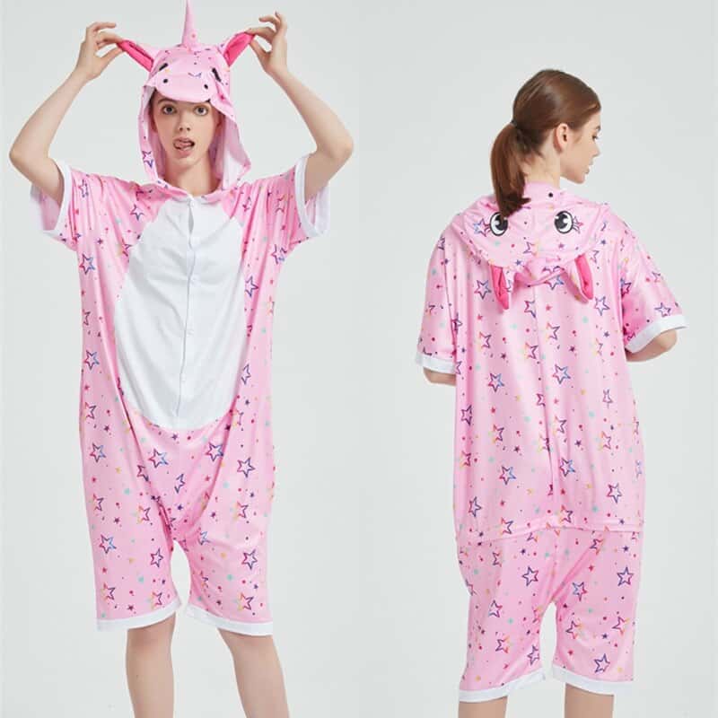 Summer Onesies Unisex Short Sleevee Pajamas Cartoon Animal Kigurumis Cute Sleepwear Women Girl  Party Suit 6