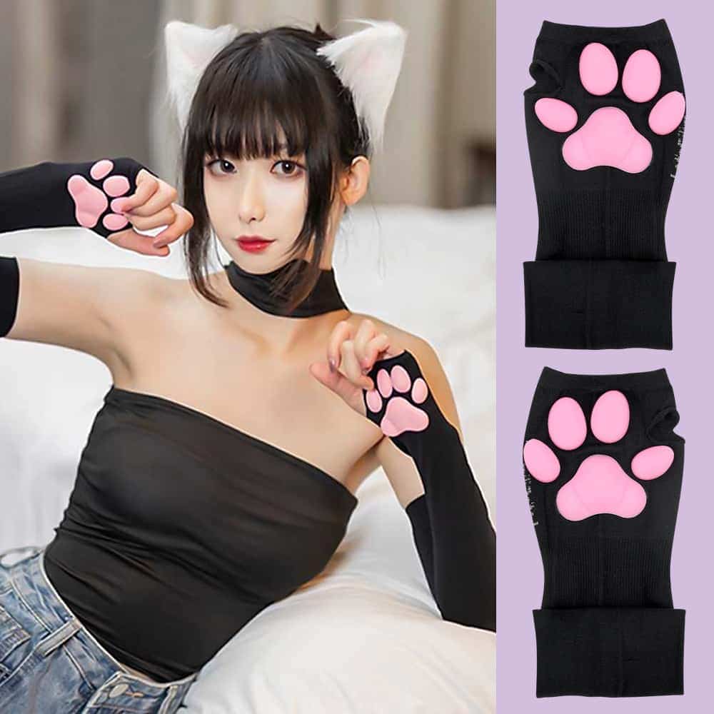 3D Cat Pad Kitten Paw Sleeves Sun Protection Cute Cat Paw Sexy Lolita Cosplay Arm Sleeves Cat Meat Cushion Gloves Sun Sleeves 1