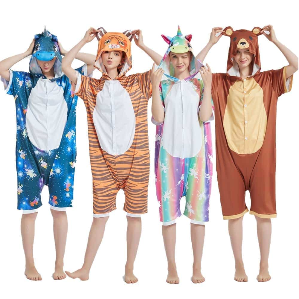 Summer Onesies Unisex Short Sleevee Pajamas Cartoon Animal Kigurumis Cute Sleepwear Women Girl  Party Suit 1