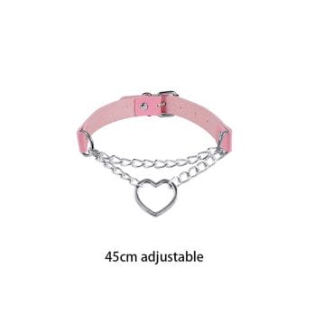 Pink Collar Choker Halskette PU Leder Kawaii Eboy Egirl 3