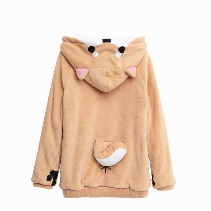 Shiba Inu Doge Kawaii lovely Velvet Long-sleeved Hooded Plush Coat Cartoon Anime Style Warm lady Winter Sweatshirt Christmas 1