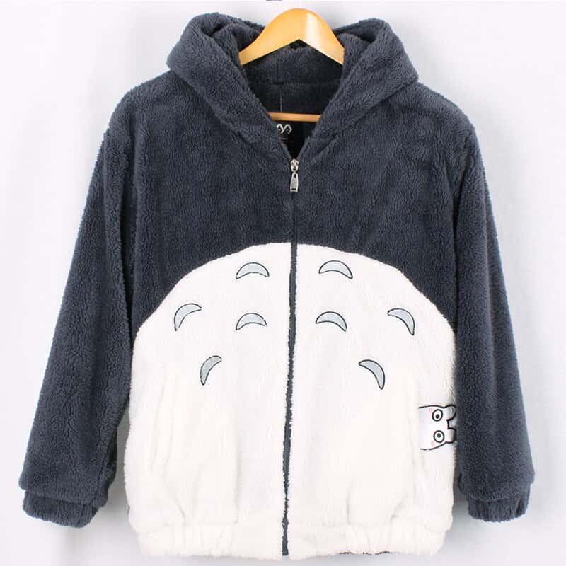 Hooded Sweatshirt Kawaii Totoro Men Women Harajuku Soft Plush Hoodies Plus Size Oversized Cosplay Jacket Coat Loose Sweatshirt 2