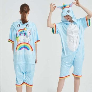 Summer Onesies Unisex Short Sleevee Pajamas Cartoon Animal Kigurumis Cute Sleepwear Women Girl  Party Suit 4