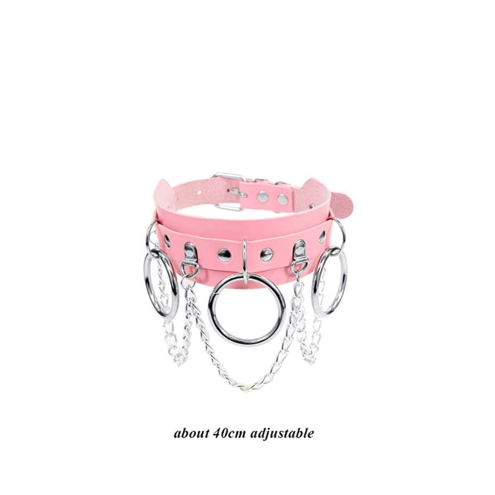 Pink Collar Choker Halskette PU Leder Kawaii Eboy Egirl 4