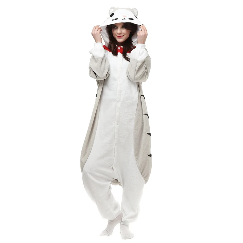 Adults Polar Fleece Kigurumi Women Chi Cat Cosplay Costume Men Cartoon Animal Onesies Pajamas Halloween Carnival Party Jumpsuit 1
