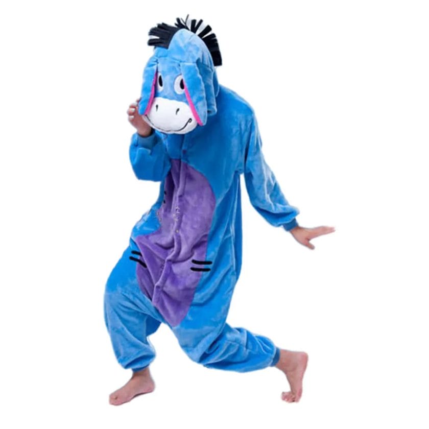 Soft Flannel Cartoon Anime Animal Onesies Pajama Donkey Costume For Adults Halloween Carnival Party Clothing 1