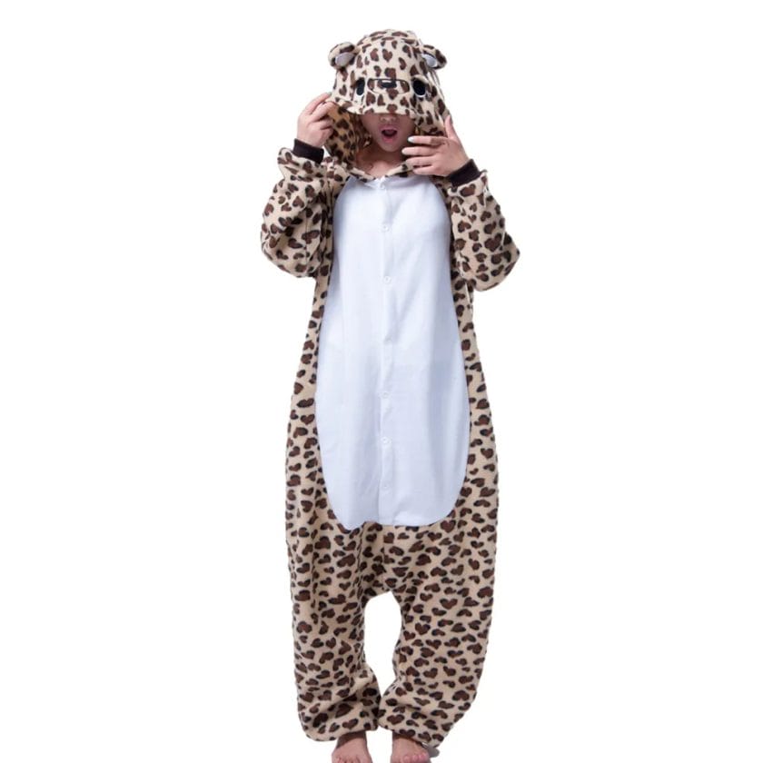 Unisex Adult Cosplay Costume Animal Leopard Bear Anime Onesies Pajama For Halloween Carnival Masquerade Party 1