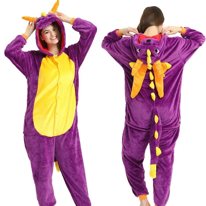 Thick Soft Flannel Anime Costume Spyro Purple Dragon Onesies Pajama Halloween Carnival Party Clothing 1