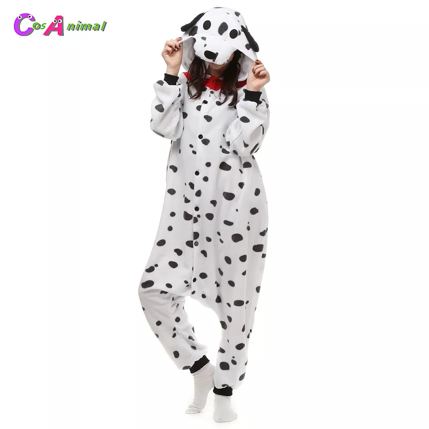 Adults Polar Fleece Kigurumi Women Dalmatian Dog Costume Men Animal Onesies Pajamas Halloween Carnival Party Jumpsuit Clothing 1
