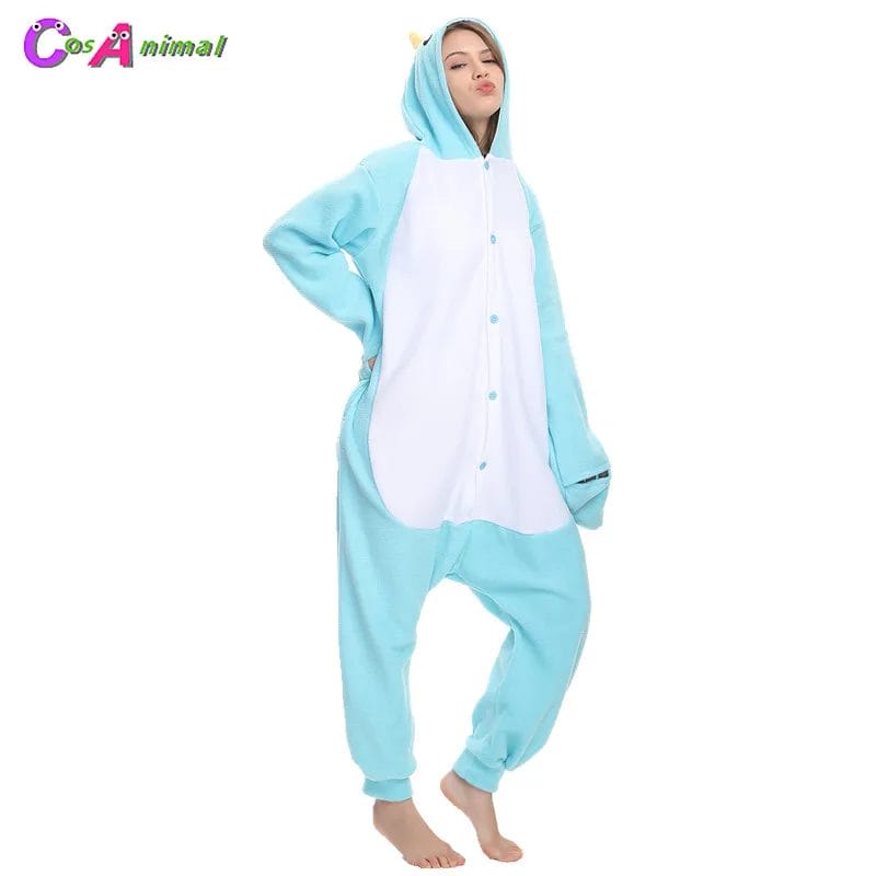 Polar Fleece Kigurumi Narwhal Whale Costume For Adult Women Men's Onesies Pajamas Halloween Carnival Party Clothing 1