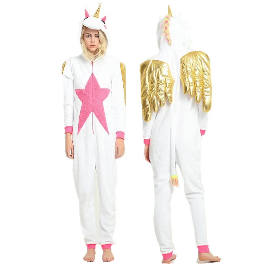 Gold Wing Unicorn Kigurmi Adult's Cosplay Costume Cartoon Onesies Pajamas Halloween Carnival New Year Masquerade Party Jumpsuit 1