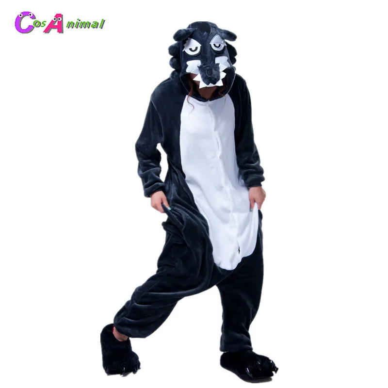 Adults Animal Cosplay Kigurumi Grey Wolf Costume Mens Onesies Pajamas For Halloween Carnival Masquerade Party 1