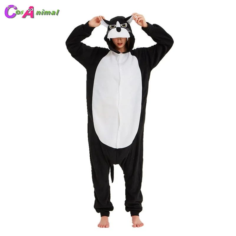 Black Panther Women Polar Fleece Kigurumi Men Cartoon Animal Onesies Pajama Adult's Halloween Carnival Party Jumpsuit 1