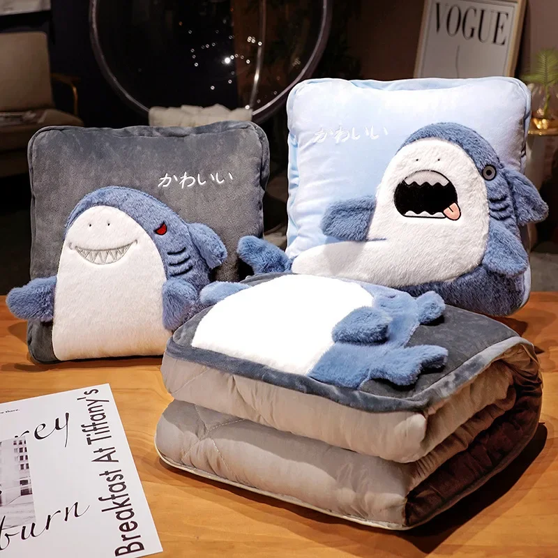 Shark pillow quilt dual-purpose office nap pillow blanket two-in-one car pillow sleeping. 1