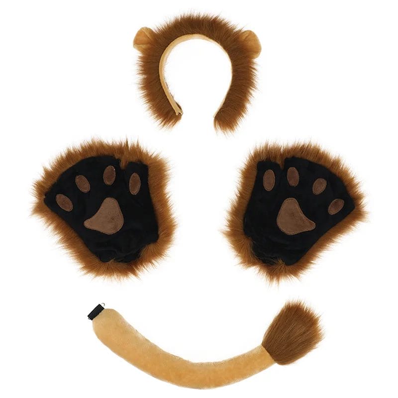 Cosplay Props Lion Paw Tail Ear Animal Headband Carnival Halloween Club Pub Masquerade Party Costumes 1