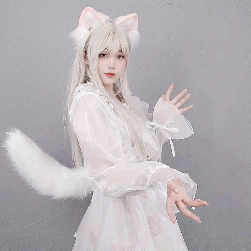 Electric Wagglable Fox Tail and Ear Animal Cosplay Prop Lolita Accessories Girl's Club Pub Costumes 1